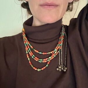 Lhasa Tibet Turquoise and Coral Necklace
